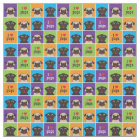 I Love Pugs Color Squares Fabric