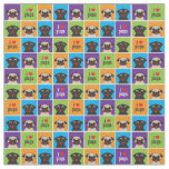 I Love Pugs Color Squares Fabric