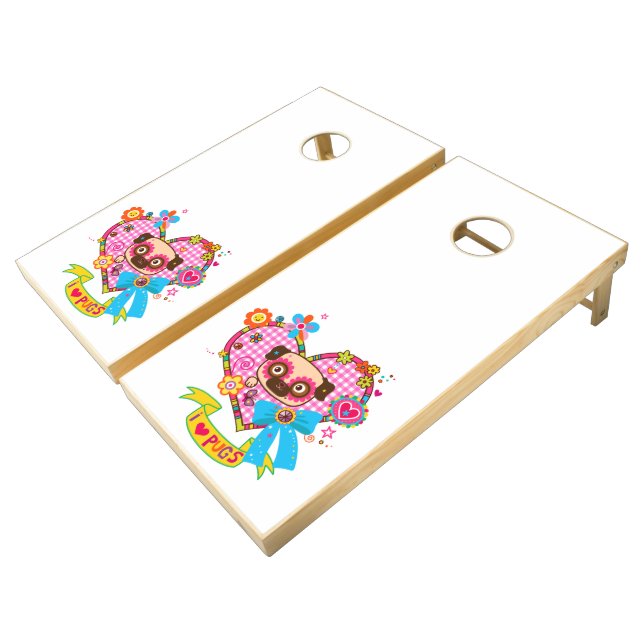 I Love Pugs! Cornhole Set (Angled)