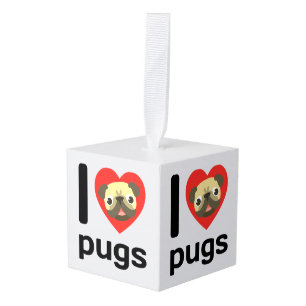 I Love Pugs Cube Ornament