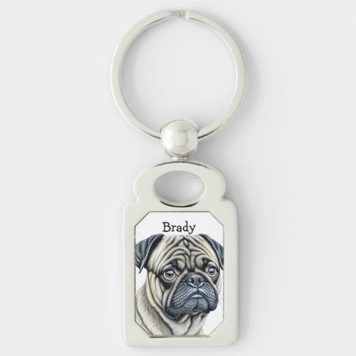 I Love Pugs  Cute Dog Owners Personalized Keychain