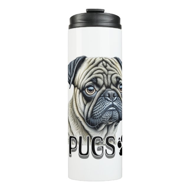 I Love Pugs | Cute Dog Owners Thermal Tumbler (Front)