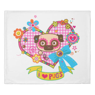 I Love Pugs! Duvet Cover