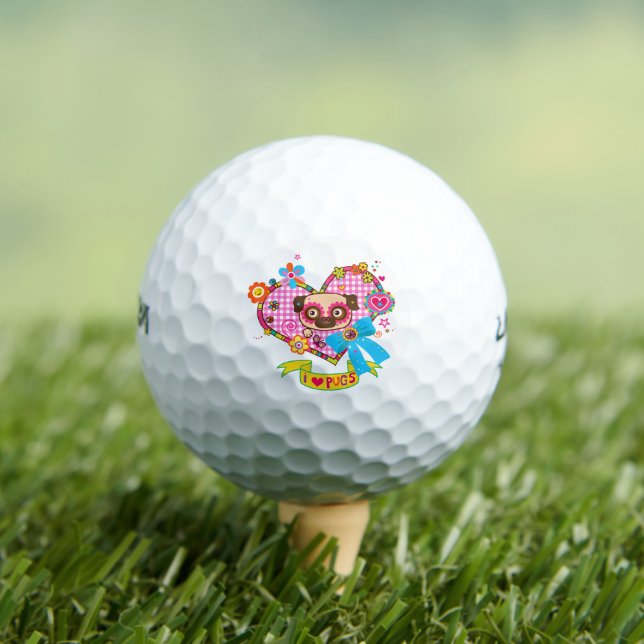 I Love Pugs! Golf Balls (Insitu Tee)