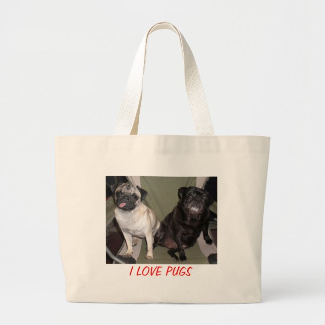I LOVE PUGS LARGE TOTE BAG (Front)