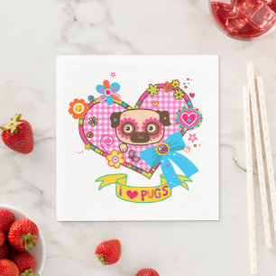 I Love Pugs! Paper Napkins