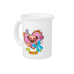 I Love Pugs! Pitcher
