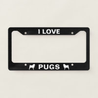 I Love Pugs - Pug Dog Silhouettes Custom