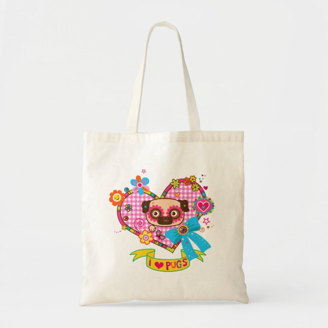 I Love Pugs! Tote Bag (Front)