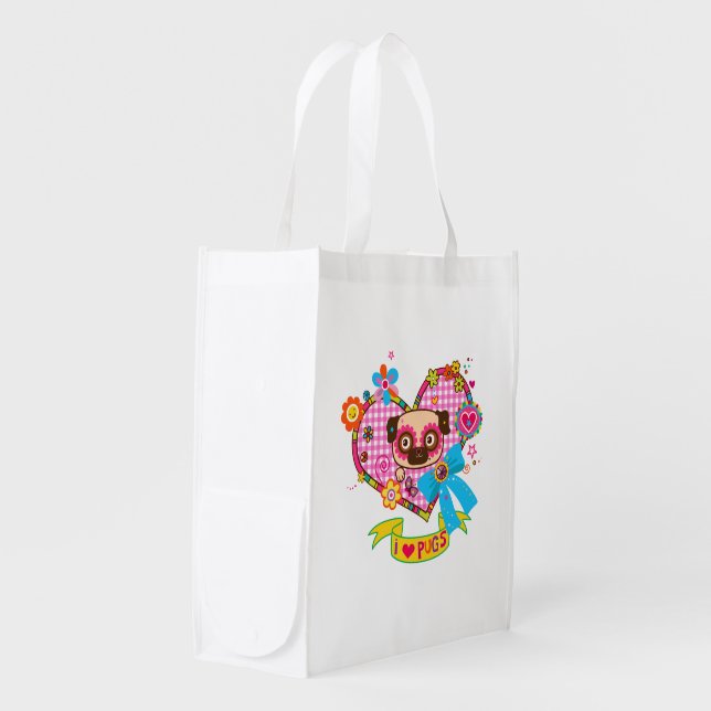 I Love Pugs! Tote Bag #3 (Front Side)