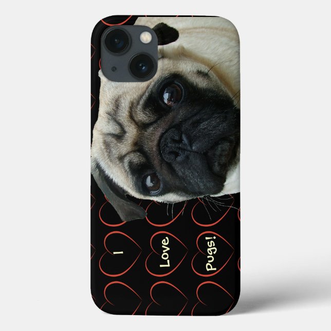 I Love Pugs with Hearts Case-Mate iPhone Case (Back)