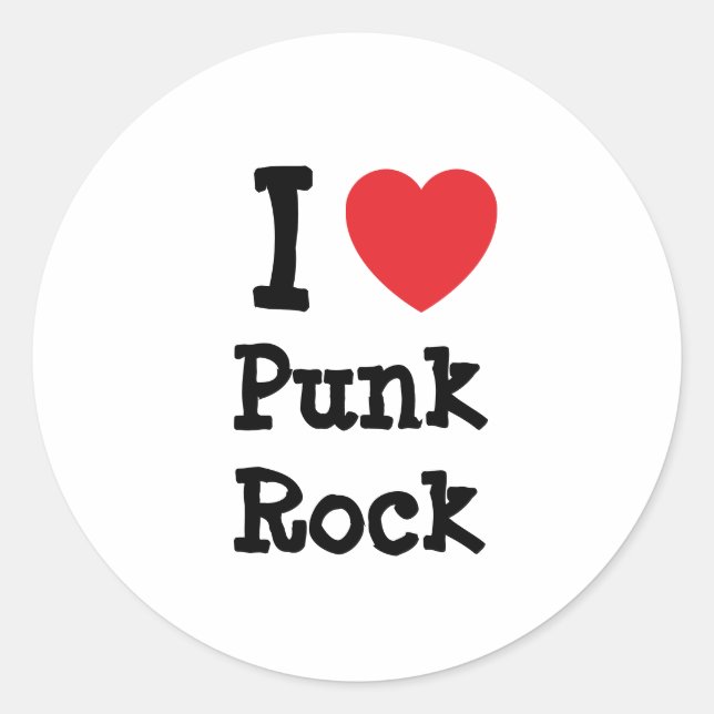 I love Punk Rock heart custom personalized Classic Round Sticker (Front)