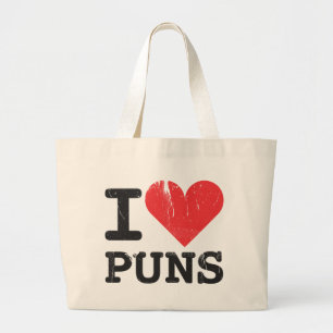 I Love Puns Jumbo Tote Bag