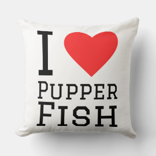 I love pupper fish throw pillow