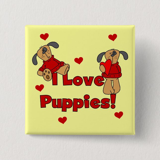 I Love Puppies Tshirts and Gifts Button (Front)
