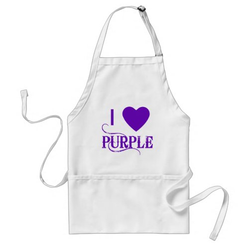 I Love Purple with Purple Heart Adult Apron