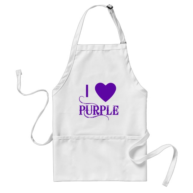 I Love Purple with Purple Heart Adult Apron (Front)