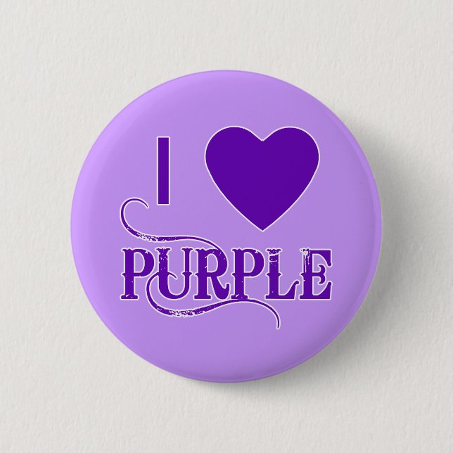 I Love Purple with Purple Heart Button (Front)