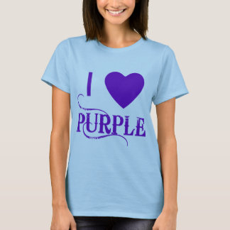 I Love Purple with Purple Heart T-Shirt