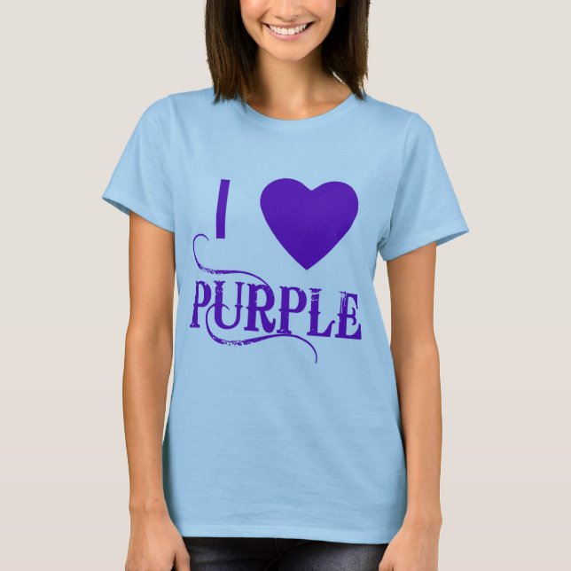 I Love Purple with Purple Heart T-Shirt (Front)