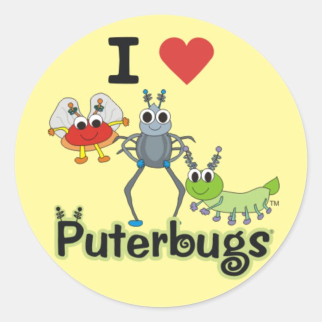 I Love Puterbugs Classic Round Sticker (Front)
