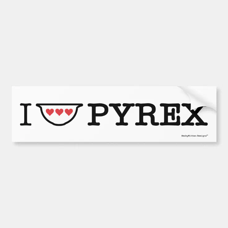 I Love Pyrex - Vintage Mixing Bowl with Red Hearts Bumper Sticker | Zazzle
