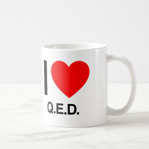 i love qed coffee mug