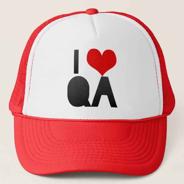 I Love QA Trucker Hat (Front)
