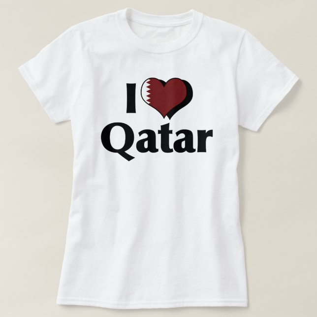 I Love Qatar Flag Shirt (Design Front)