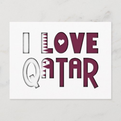 I Love Qatar Typography Cute Heart in Text Postcard
