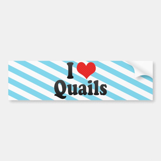 I Love Quails Bumper Sticker (Front)