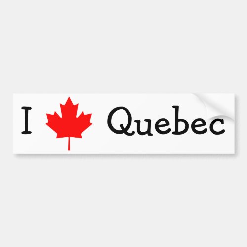 I Love Quebec Bumper Sticker