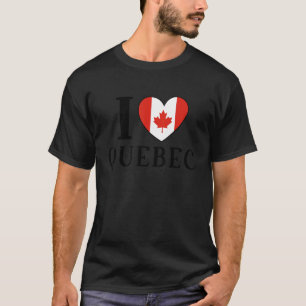 I Love Quebec Canada Heart Flag T-Shirt