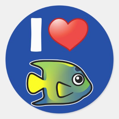I Love Queen Angelfish Classic Round Sticker