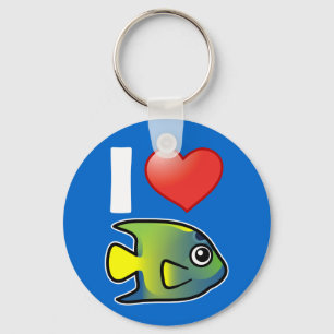 I Love Queen Angelfish Keychain