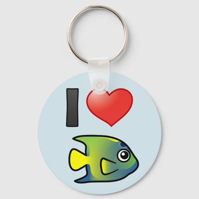 I Love Queen Angelfish Keychain (Front)