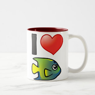 I Love Queen Angelfish Two-Tone Coffee Mug
