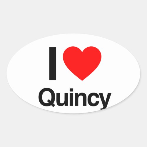 i love quincy oval sticker