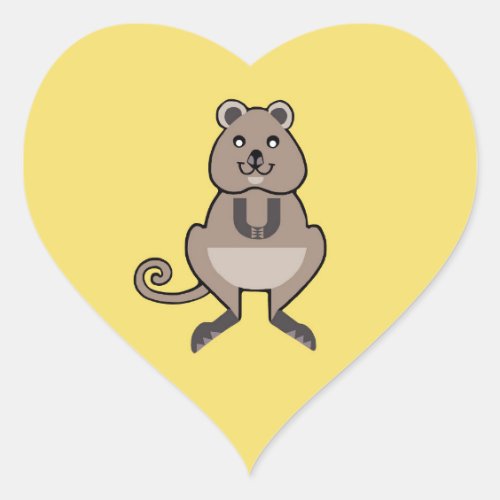 I love QUOKKAS _ Australia_ Marsupial _ Yellow Heart Sticker