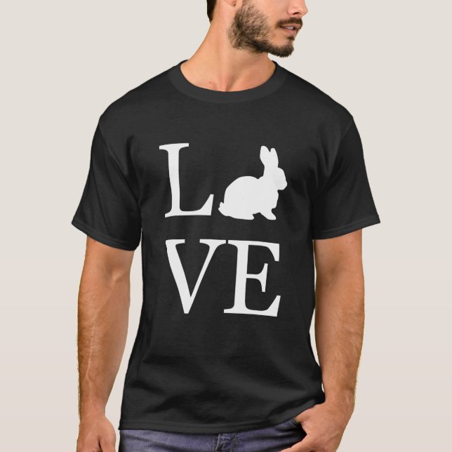 I Love Rabbit Bunny Silhouette Animal Lover White T-Shirt (Front)