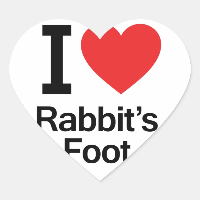 I Love Rabbit's Foot Heart Sticker (Front)