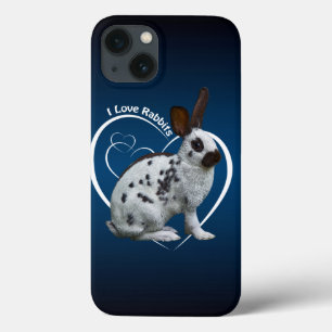 I Love Rabbits iPad Case (Blue/Black)