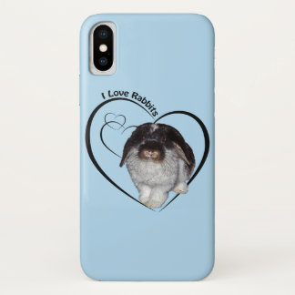 I Love Rabbits iPhone X Case (Light Blue)
