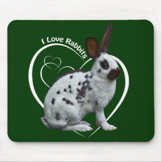 I Love Rabbits Mousemat (Dark Green) Mouse Pad