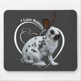 I Love Rabbits Mousemat (Dark Grey) Mouse Pad