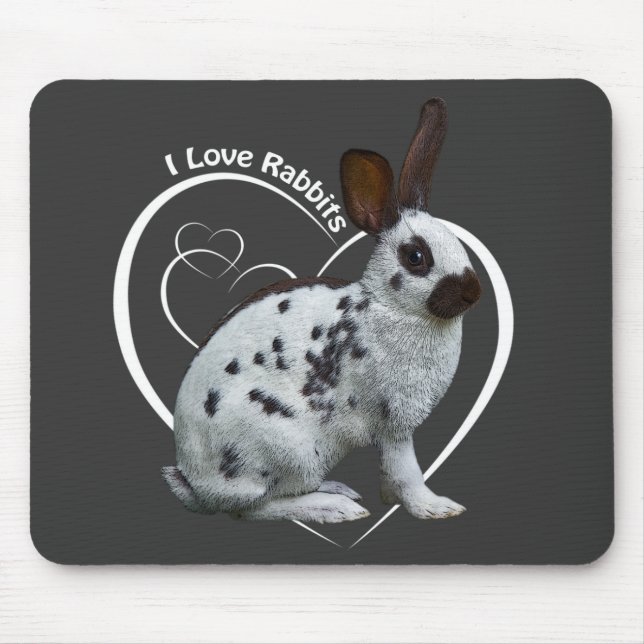 I Love Rabbits Mousemat (Dark Grey) Mouse Pad (Front)