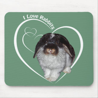 I Love Rabbits Mousemat (Green) Mouse Pad