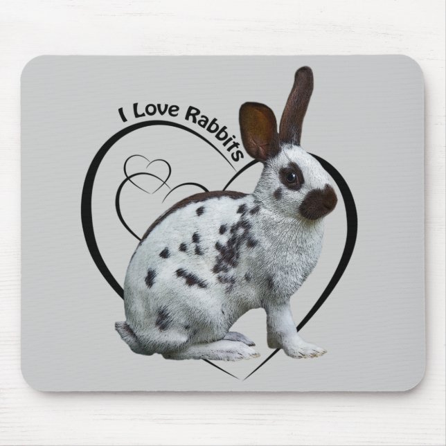 I Love Rabbits Mousemat (Light Grey) Mouse Pad (Front)