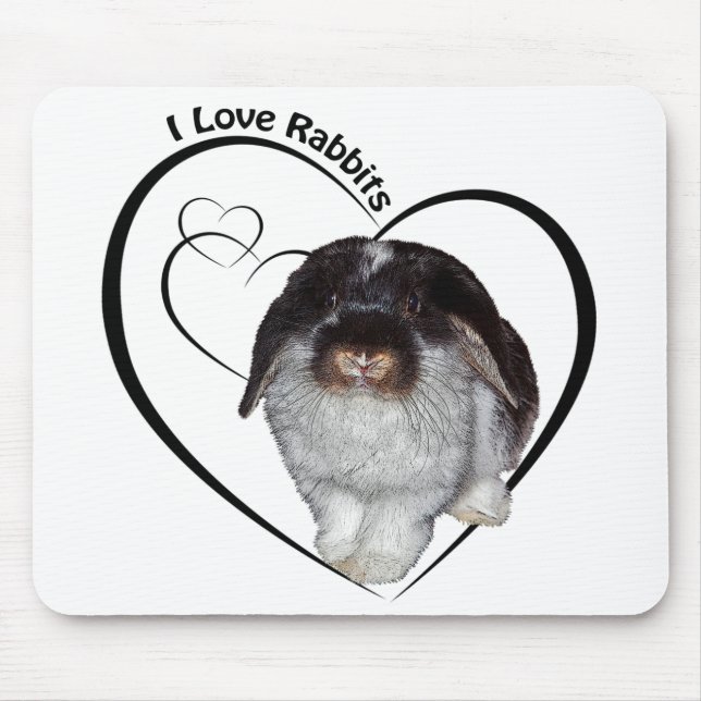 I Love Rabbits Mousemat Mouse Pad (Front)