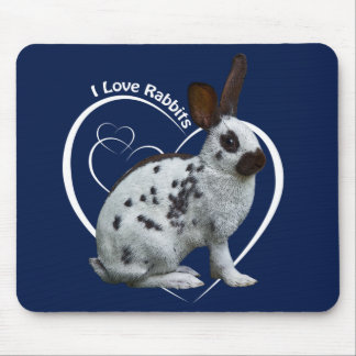 I Love Rabbits Mousemat (Navy) Mouse Pad